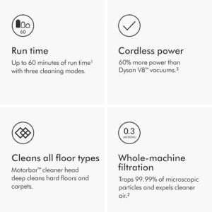 Dyson V11 Extra Cordless Stick Vacuum Cleaner, 158 AW, 60min, Hair de-tangling (Nickel/Red) - Image 5