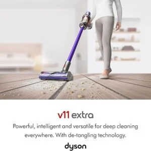 Dyson V11 Extra Cordless Stick Vacuum Cleaner, 158 AW, 60min, Hair de-tangling (Nickel/Red)
